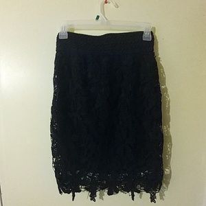 Black stretch pencil skirt